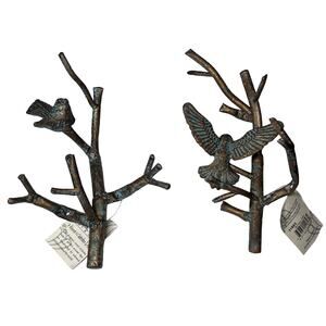 Lot Of 2: Regal Art & Decor Metal Bird Hook Wall Art Flying Birds Towel Hook 9"